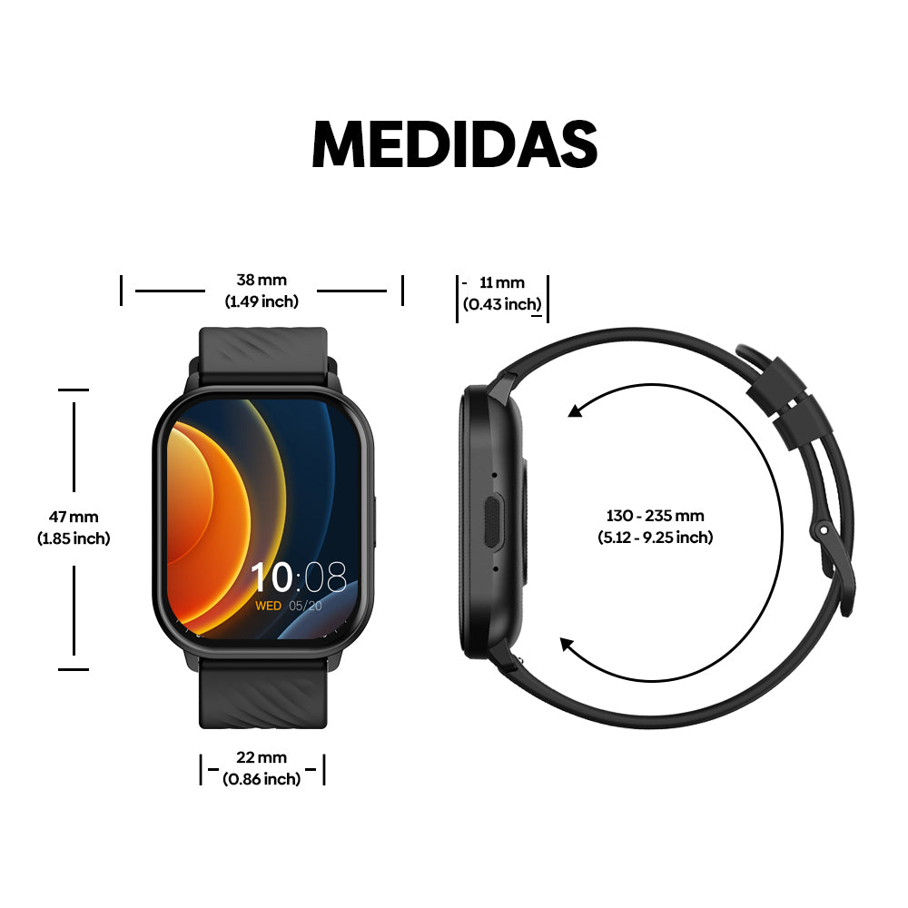 Zeblaze GTS 3 Smartwatch Large HD Display, IP68 Waterproof, Bluetooth Calling, Health Monitor